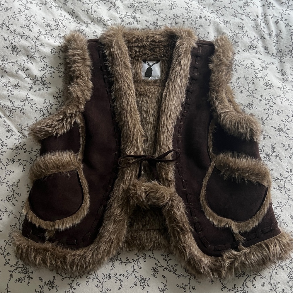 Vintage faux fur suede vest